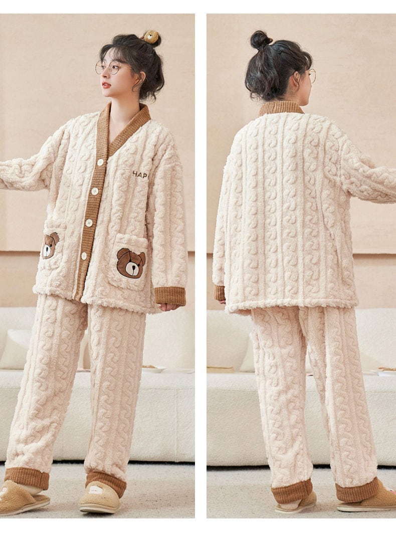 定番シンプル 肌触り抜群 求めてたデザイン 3種選択 サンゴフリース カップル パジャマ E-9775