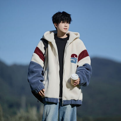 話題沸騰中 もこもこボア 3色展開 ジップアップパーカーE-12582