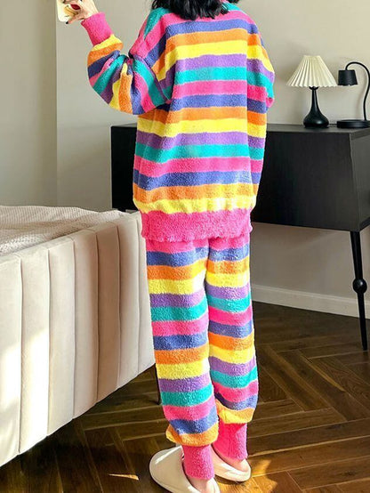 数量限定 上質コーラルフリースパジャマ スウィート トップス+パンツセットE-5290