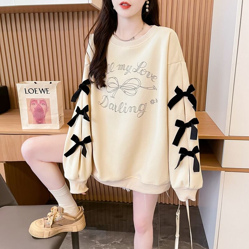 目を奪われる キュート 美人度アップ リボン 全2色 パーカーE-9631