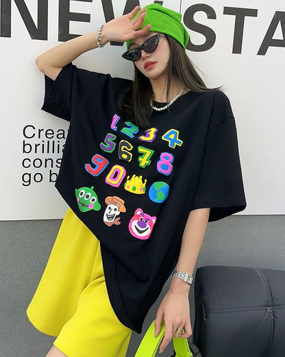 売り切れ必至 個性派 プリント三色 ゆったり 半袖Tシャツ ＜ins-8462＞