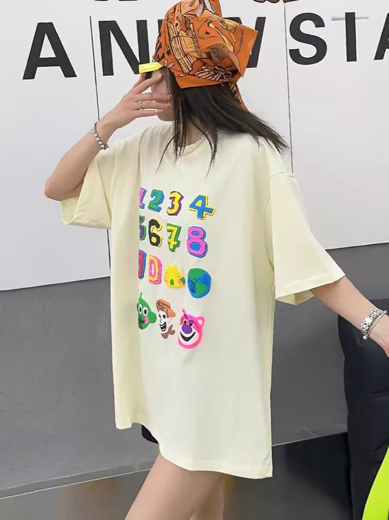売り切れ必至 個性派 プリント三色 ゆったり 半袖Tシャツ ＜ins-8462＞