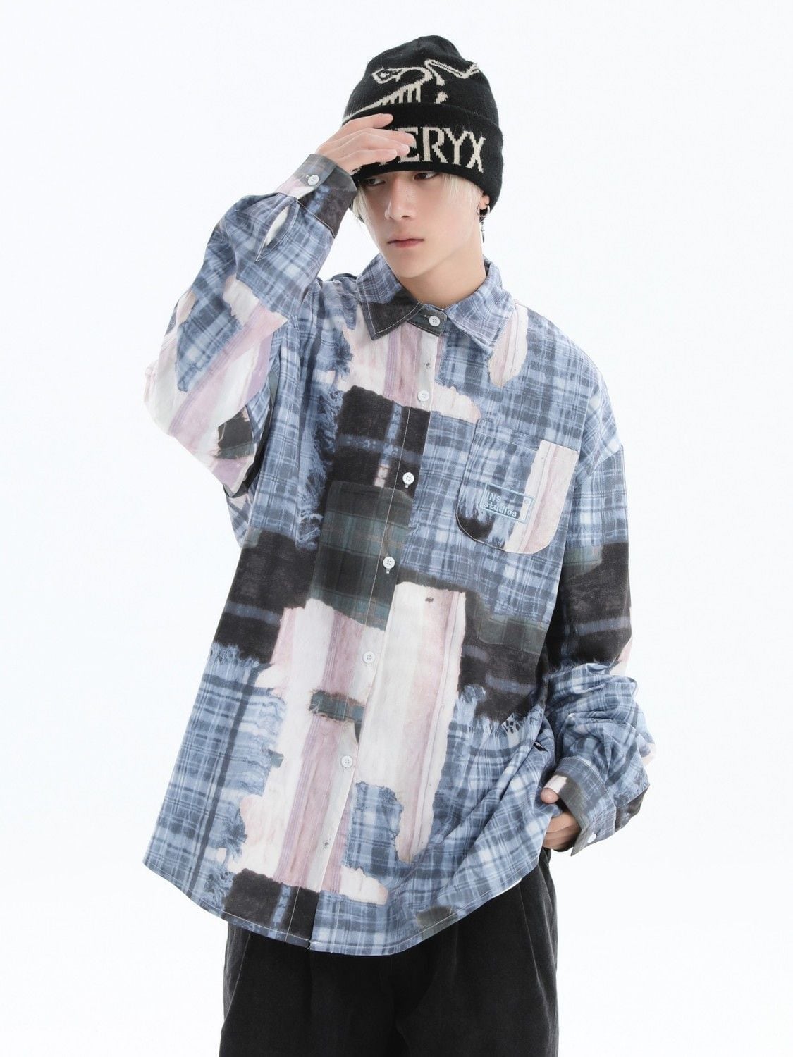 スタイルアップ カジュアル 個性的なデザイン チェック柄 全3色 カップル シャツ E-9165