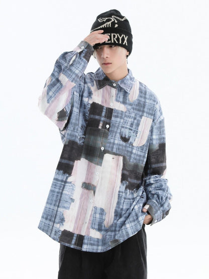 スタイルアップ カジュアル 個性的なデザイン チェック柄 全3色 カップル シャツ E-9165