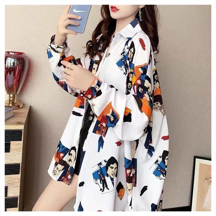 主役級の存在感！ 軽い生地が夏にぴったり スタイルアップ 総柄 シャツ E-9186