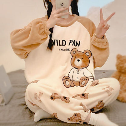 新商品 デザイン性抜群 大人可愛い 着心地良い 4種選択 コーラルベルベットパジャマ トップス+パンツセット E-9765