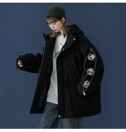 ユニセックス暖かいパンダプリントダウンジャケット  3色 E-5760