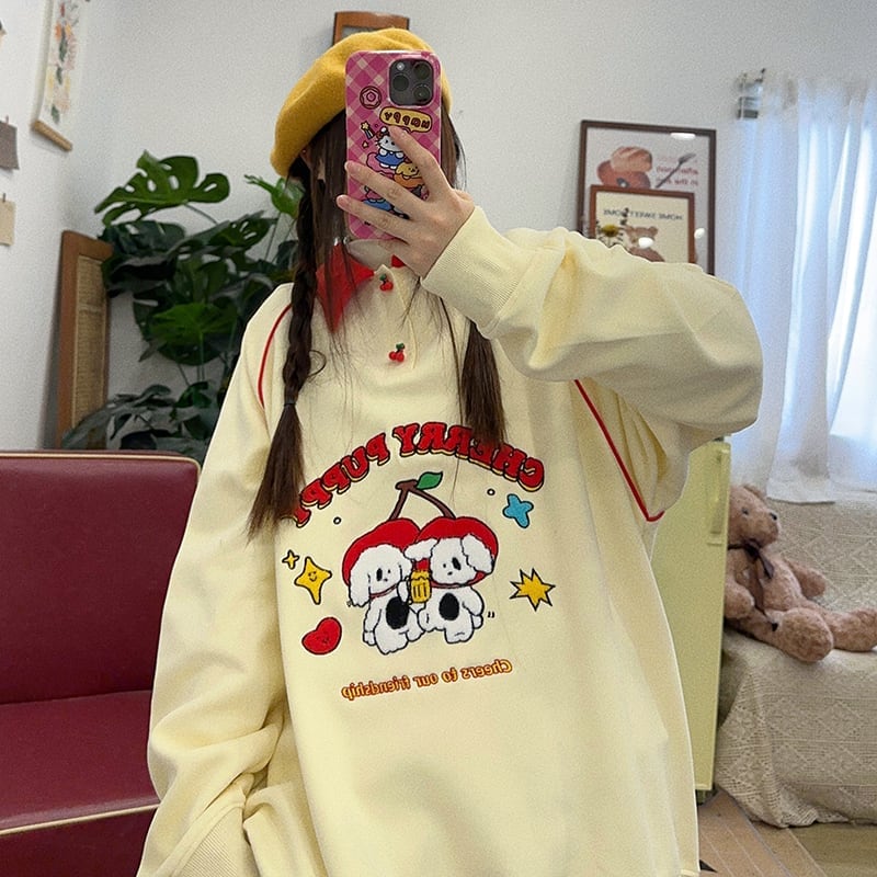 大人可愛い刺?ロゴワンちゃんスウェット全2色E  -4595