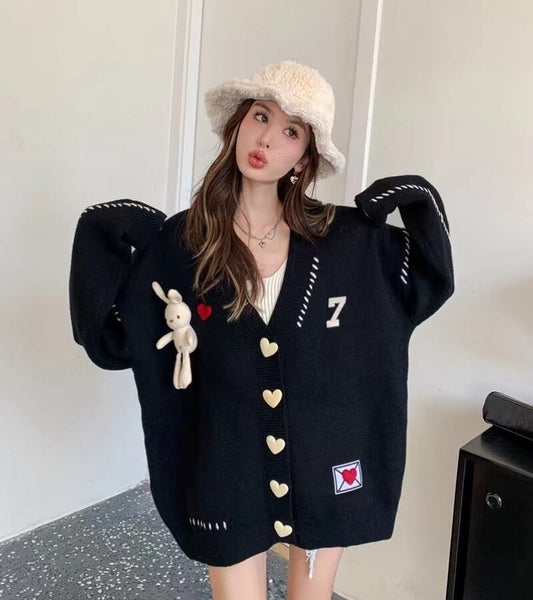 流行新作 デザイン性抜群 目を奪われる Vネック 3色選択 ニットトップスE-9608