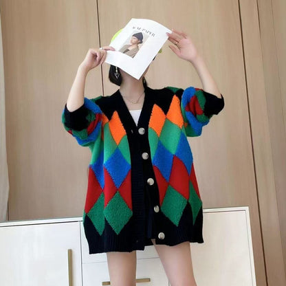 絶対流行 カジュアル スタイルアップ 切り替え 2色選択ニットトップスE-10018