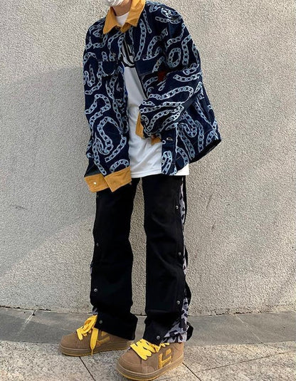 絶対流行 絶対欲しい デザイン性抜群 切り替え デニム ジャケットゆったりコートE-9945