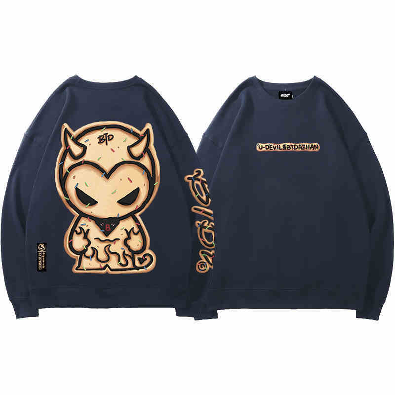 主役級グラフィックプリントユニセックスオーバーサイズスウェット三色ありE-4198