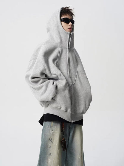 ファッション感満々 切り替え 2色選択 男女兼用 ジップアップパーカーE-12543