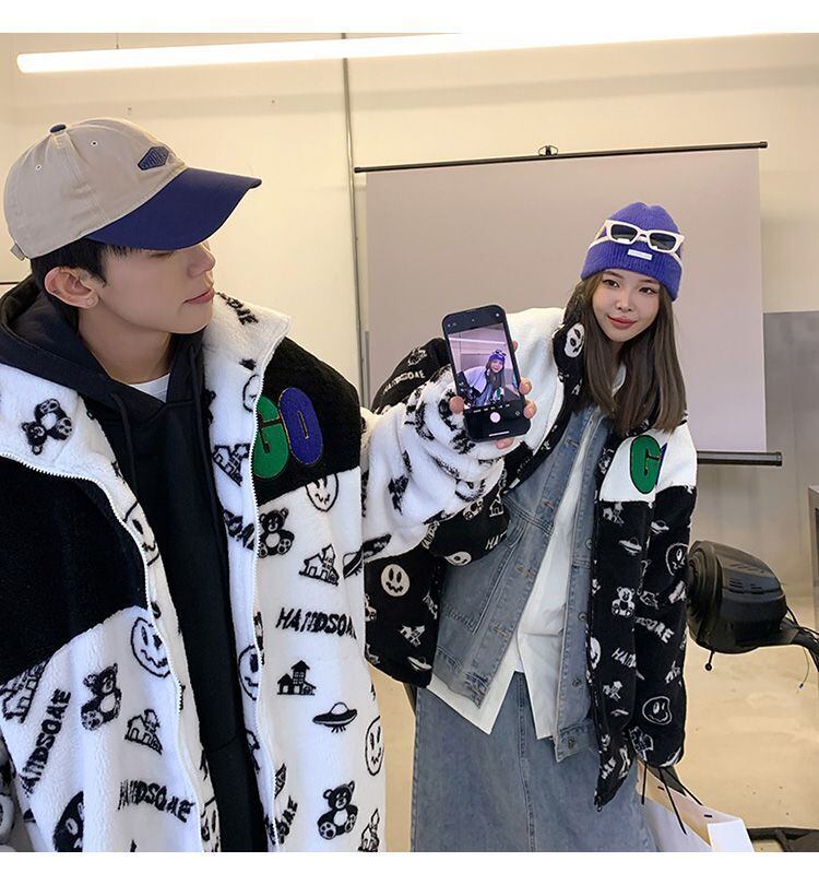 大人の定番シンプル 2色選択 カジュアル ラムフリース コート ボアジャケットE-10011