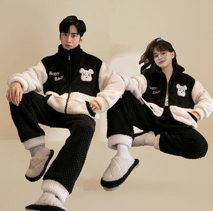 大好評 着心地良い スタイルアップ 3種選択 サンゴフリース カップル パジャマ E-9774
