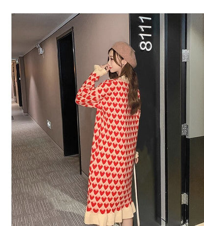 流行新作 美人度アップ 目を奪われる 2色選択可 ニットワンピース E-9509