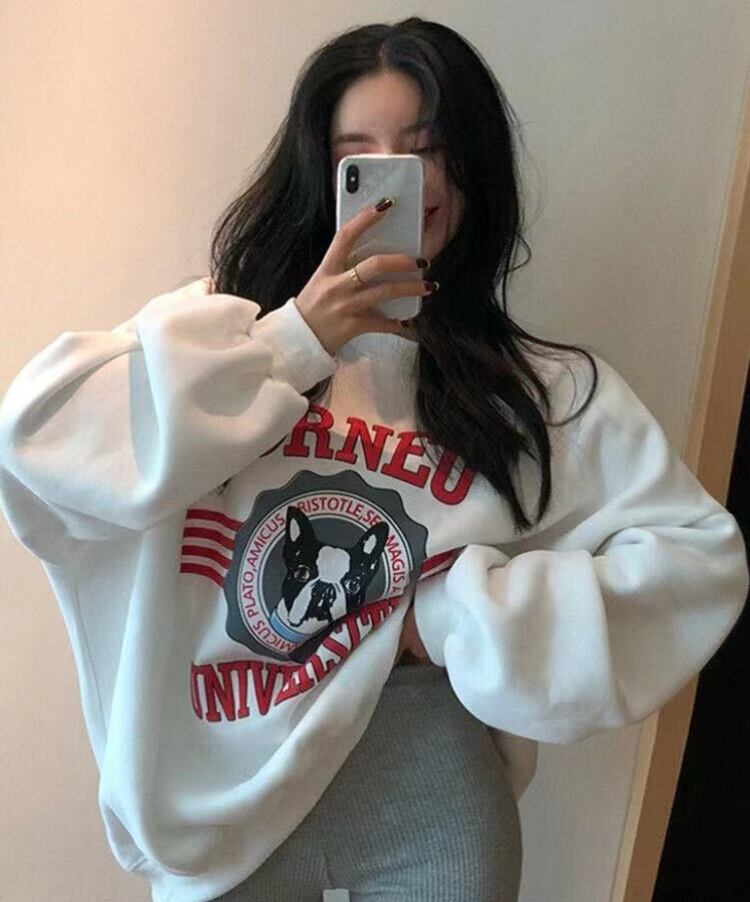 【裏起毛あり】優しい雰囲気 キュート ファッション カジュアル 2色 スウェットE-10175