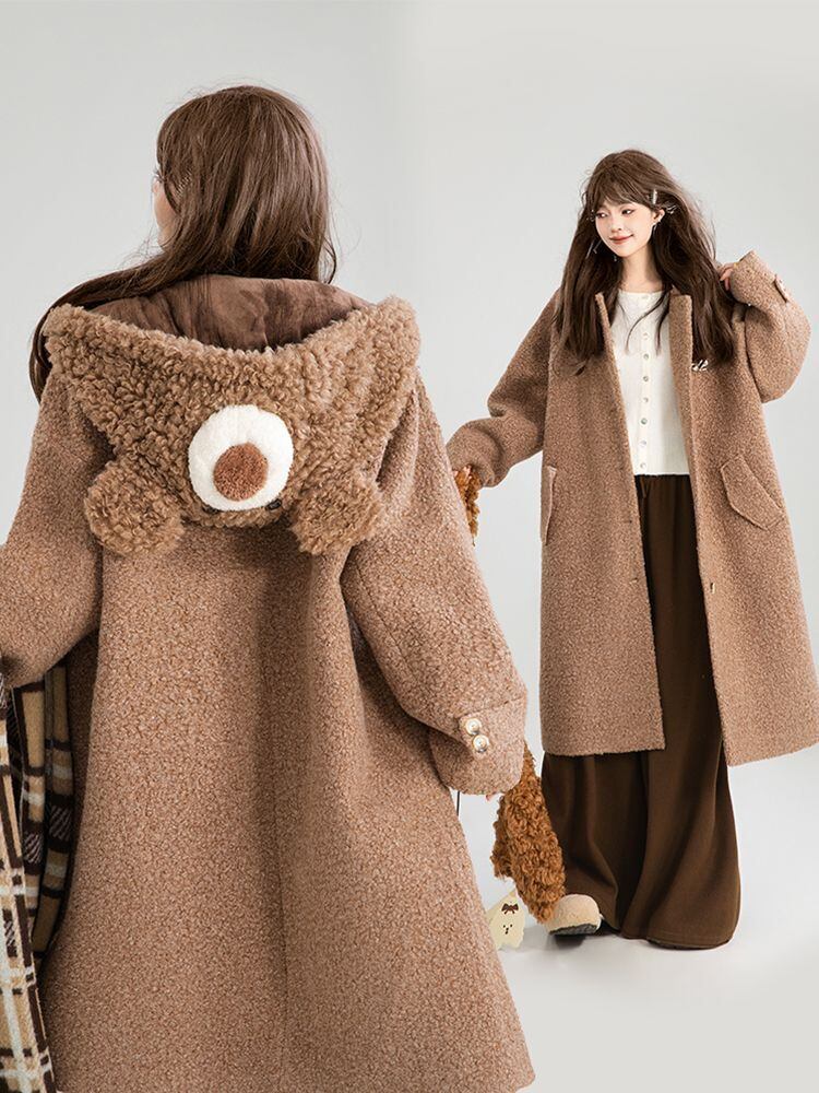 超人気 絶対流行 高級感溢れる 大人可愛い デザイン性抜群 ロングウールコートE-9948