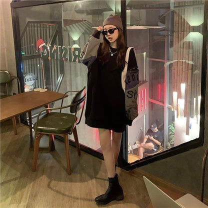 個性派 長袖 ラウンドネック ジッパー スウェット パーカーE-2146