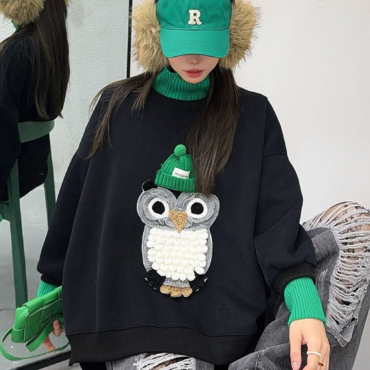 着回し力抜群　絶対流行  個性的なデザイン トレンドアイテム 2色選択 スウェットE-12316