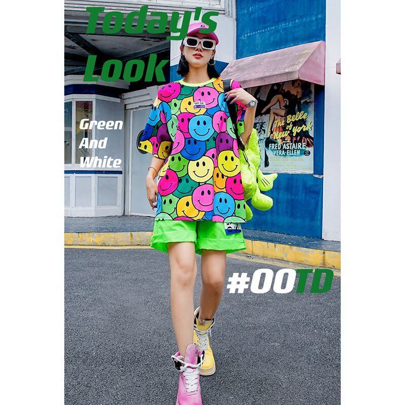 超人気 個性派 ファッション ルーズ 半袖シャツE-6757