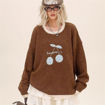 【裏起毛】存在感抜群 切り替え トレンドアイテムEweet系可愛い 2色選択 ニットトップスE-10702