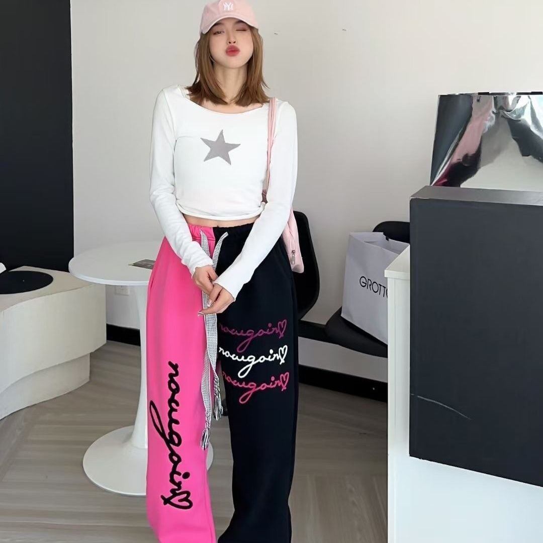 着?せ刺?ロゴ裏起毛ジョガーパンツ全3色E-4491