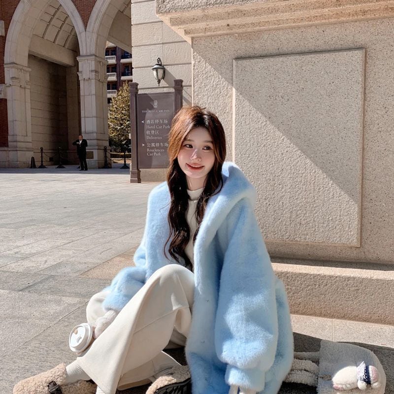 絶対欲しい 美人度アップもこもこボア厚手 5色 フェイクファーコートE-12383