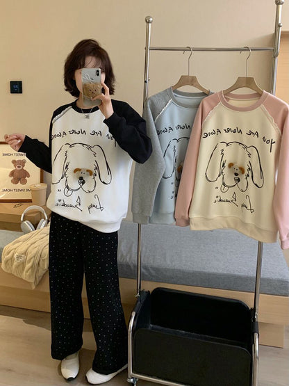 高見えデザイン 3色 プラスベルベット スウェットE-10277