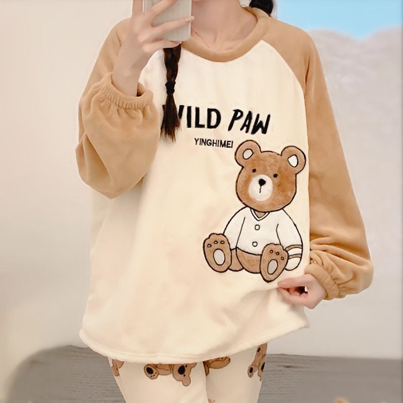 新商品 デザイン性抜群 大人可愛い 着心地良い 4種選択 コーラルベルベットパジャマ トップス+パンツセット E-9765