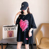 柔らかくて優しい印象 ゆったり ファッション感満々 ロング丈 3色半袖TシャツE-9206