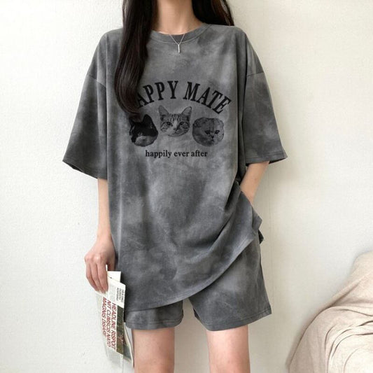 超人気 着心地良い どんな体型にも適合 カジュアル 全5色 半袖 Tシャツ ショートパンツ セットアップ E-9268