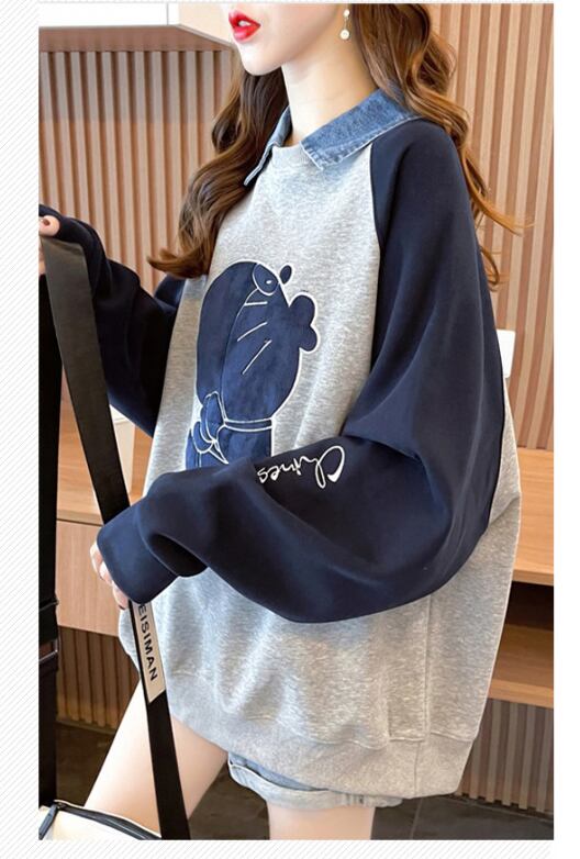 着回し力抜群 レイヤード風 売り切れ必至 切り替え 3色選択 パーカーE-9428