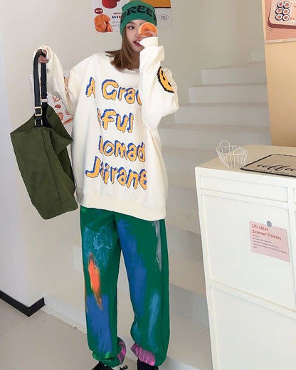 超人気 個性派 ファッション 海外トレンド 裏起毛 スウェットE-6279