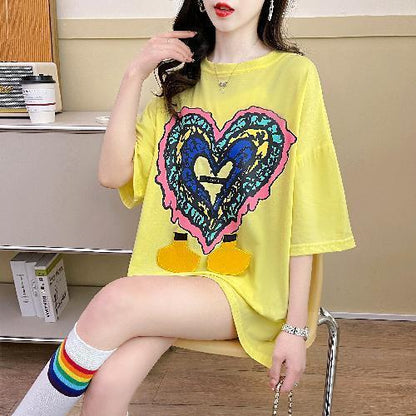 おすすめ カジュアル シンプル ゆったり 半袖Tシャツ＜ins-8136＞