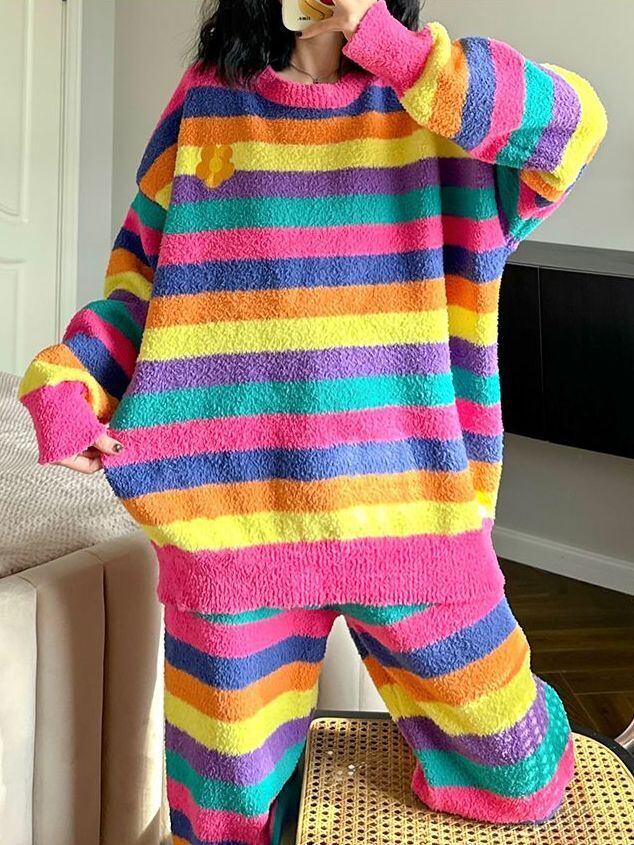 数量限定 上質コーラルフリースパジャマ スウィート トップス+パンツセットE-5290