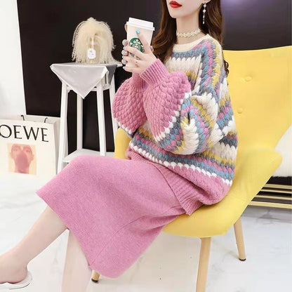 「上品な美しさ」女性らしい落ち着いたファッション  4色選択 ニットトップスE-10696