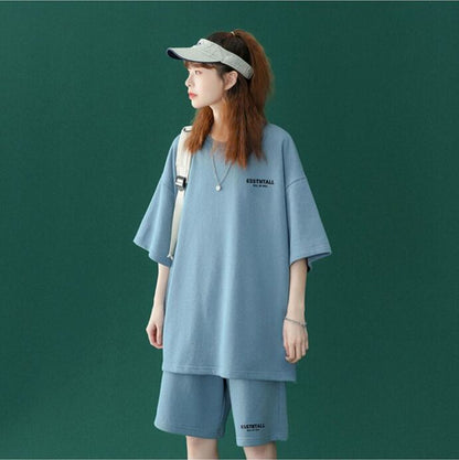 【半額セール】早い者勝ち  男女兼用 半袖Ｔシャツⅹパンツセット全4色E-6549