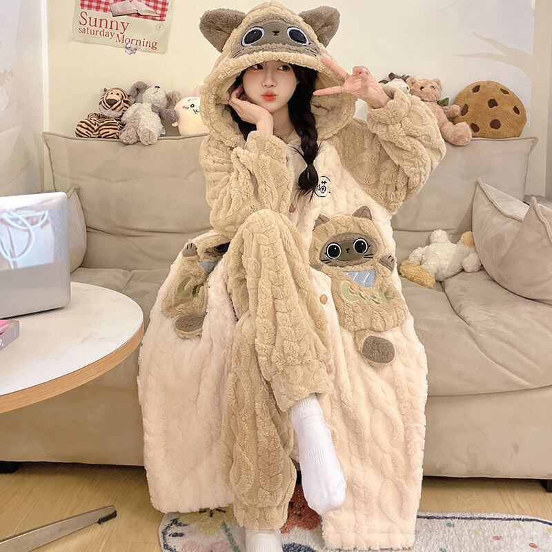 大活躍 コーラルベルベットパジャマ女性冬プラスベルベットと厚みのある 個性的なデザイン 3種選択 パジャマE-9855