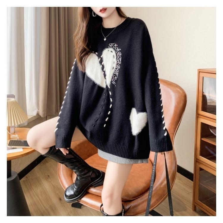 超人気  厚手 ゆったりニットセーターE-6057