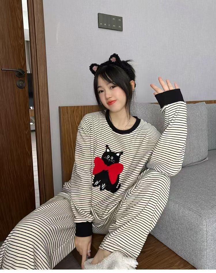 柔らかくて優しい印象 2種選択 着心地良い トップス+パンツセット パジャマE-10906