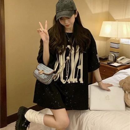 売り切れ必至 アバンギャルド 気質アップ おしゃれ度高め ルーズ 半袖 Tシャツ E-9289