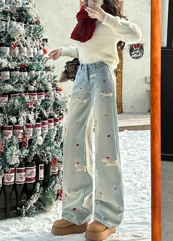 好感度UP 着回し力抜群 売り切れ必至 プラスベルベット 2色選択 デニム ワイドパンツE-10864