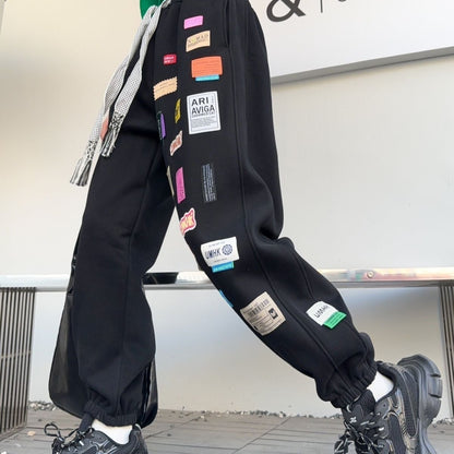 着?せロゴ裏起毛ジョガーパンツ4色あり   E-4449