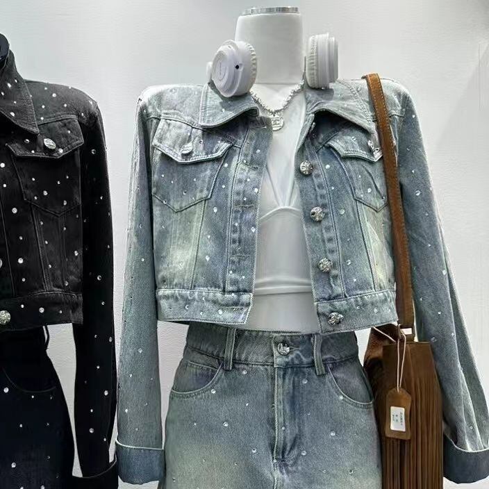 超人気 セット デニムジャケット＋ラップスカート E-6529