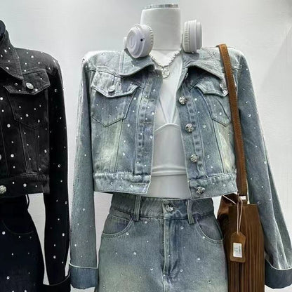 超人気 セット デニムジャケット＋ラップスカート E-6529