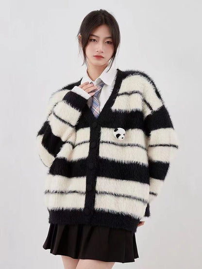 着回し力抜群 高見えデザイン 快適トップス ストライプ柄 3色選択 ニットトップスE-9719