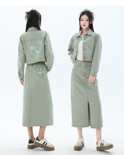 カジュアル 長袖 定番シンプル ジャケット＋スカート セットアップ E-10943