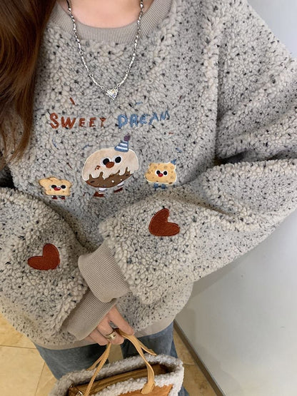 絶対欲しい刺?ロゴもこもこボアスウェット全2色E-4548