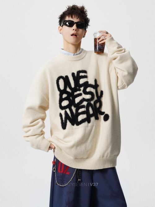 大人可愛い ファッション感満々 切り替え 3色選択 男女兼用 ニットE-12550